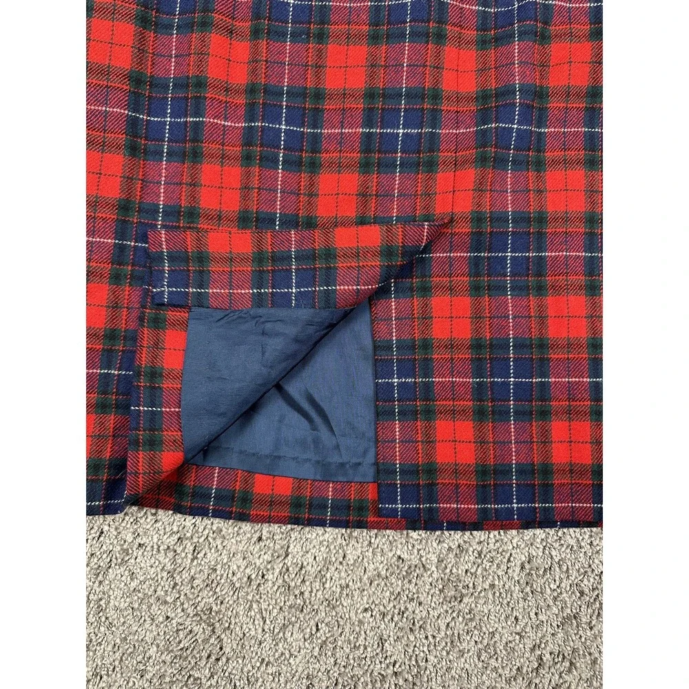 Vintage Pendleton Skirt Womens 10 Red Navy Manson Tartan Wool Plaid Made USA 80s